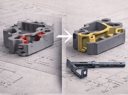 Vergleich eines ursprünglichen und eines angepassten Bauteils